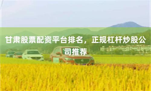 甘肃股票配资平台排名，正规杠杆炒股公司推荐